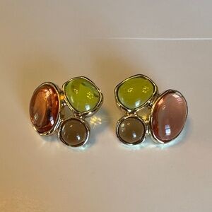 Mango Gold Multicolor Stone Earrings